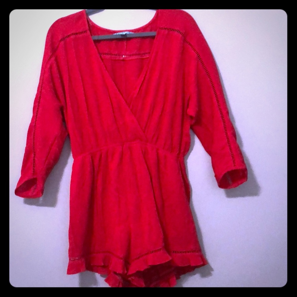 Red Romper with detailed cut outs